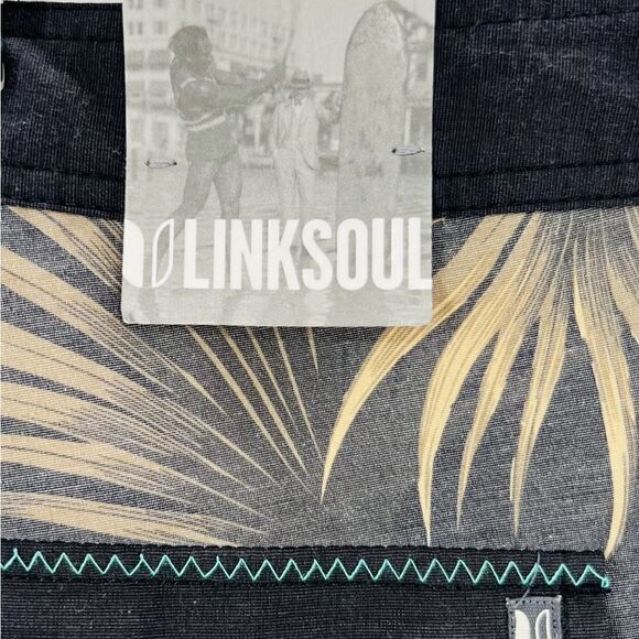 NWT LinkSoul Men’s Boardwalker Golf Short Hybrid Swim Land/Sea Black Palm Sz 40 - Picture 4 of 8